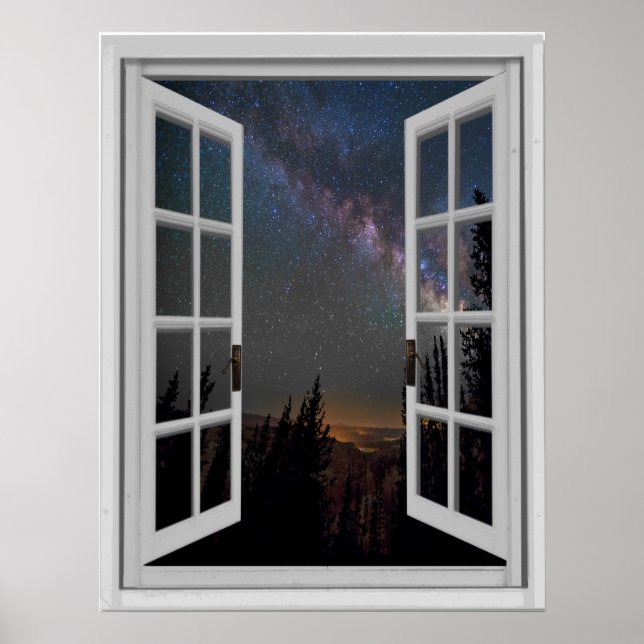 Night Sky Milky Way Galaxy Fake Window Poster (Front)