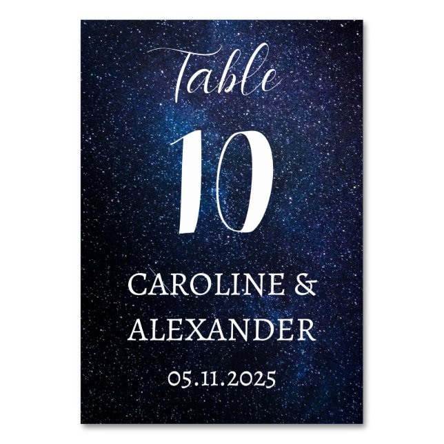 Night Sky Modern Constellation Galaxy Modern Table Number (Front)