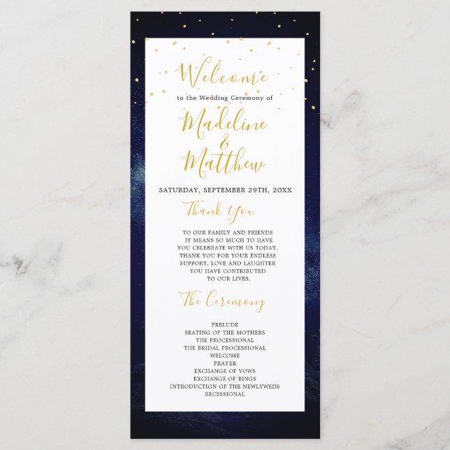 Night Sky Modern Elegant Wedding Welcome Program (Front)