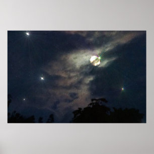 Night Sky Moon Stars Photograhy Print