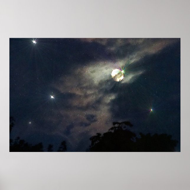 Night Sky Moon Stars Photograhy Print (Front)