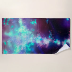 Night Sky - Neon Lights  Beach Towel