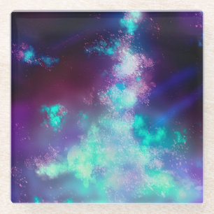 Night Sky Neon Lights Glass Coaster
