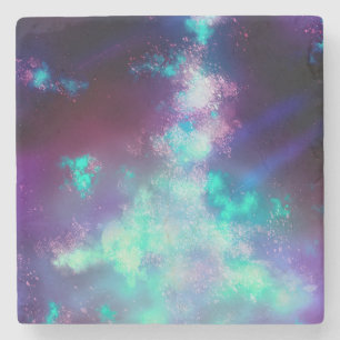 Night Sky Neon Lights Stone Coaster