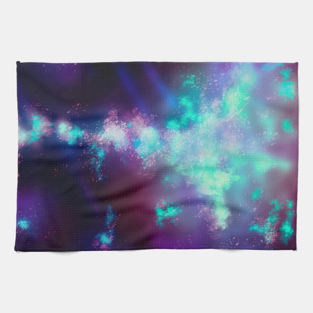Night Sky Neon Lights  Tea Towel (Horizontal)