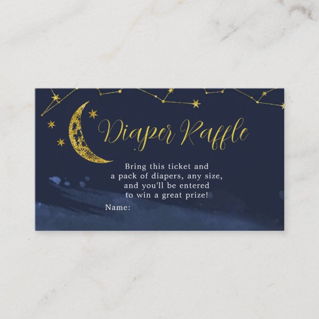 Night Sky Over the Moon Baby Shower Diaper Raffle Enclosure Card (Front)