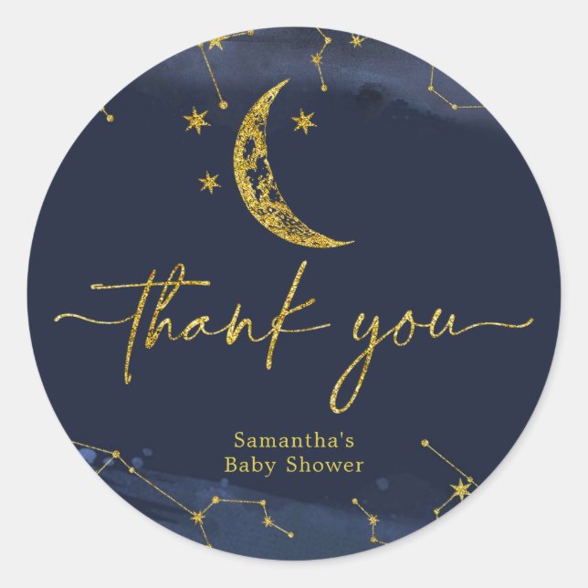 Night Sky Over the Moon Thank You Sticker (Front)