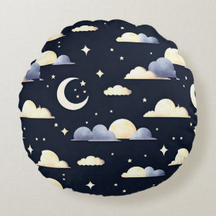 Night Sky Pattern Round Pillow