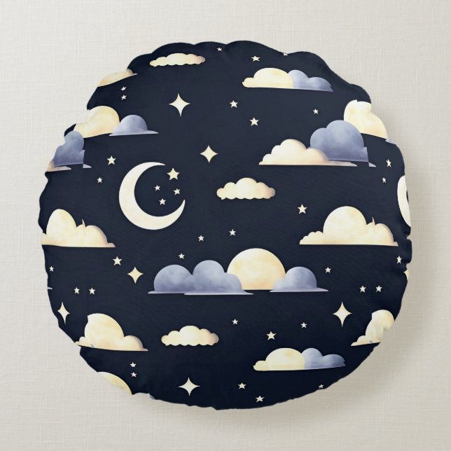 Night Sky Pattern Round Pillow (Front)