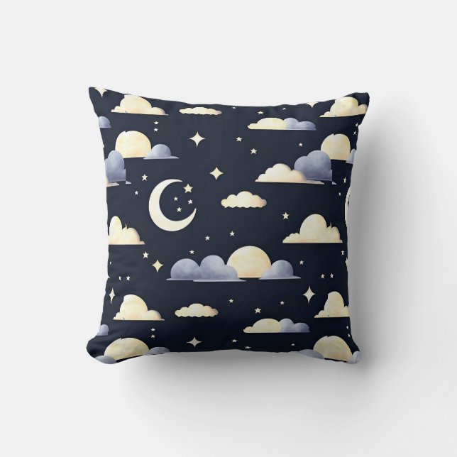 Night Sky Pattern Throw Pillow (Front)