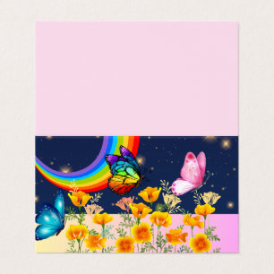 Night Sky, Rainbow, Butterflies, and Flowers