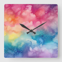 Night Sky Rainbow Watercolour Abstract Art