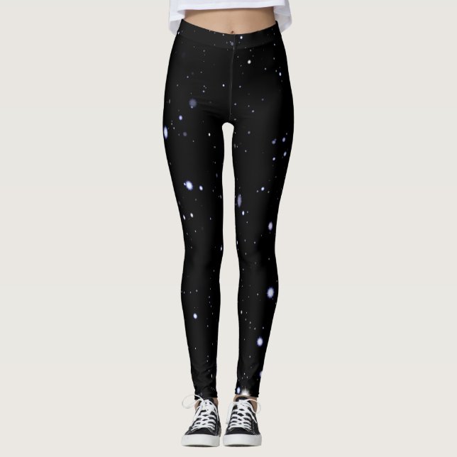 Night Sky Stars Background Pattern Leggings (Front)