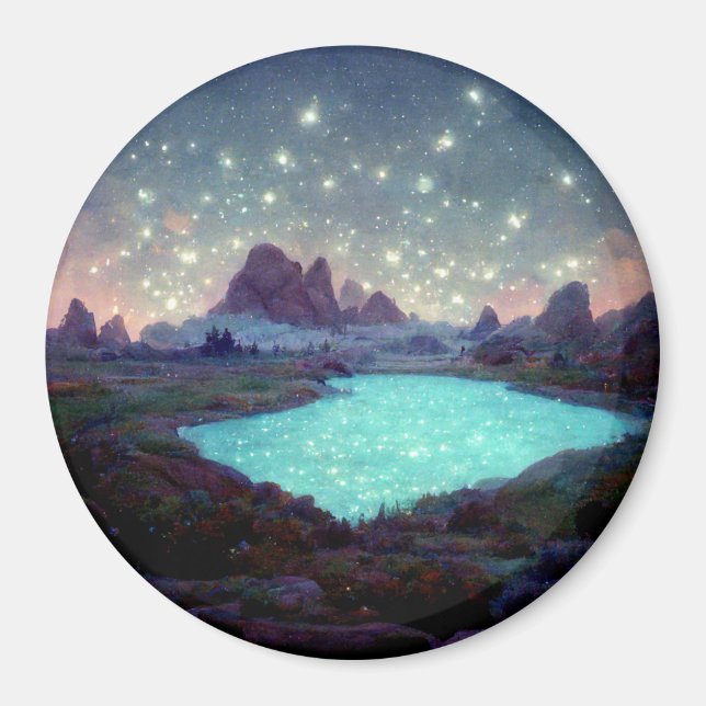 Night Sky Stars Fantasy Landscape Magnet (Front)