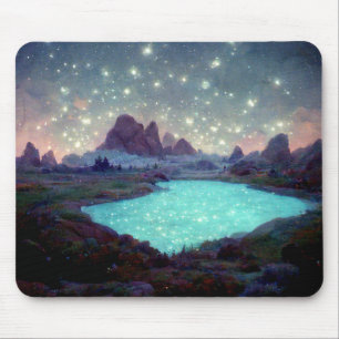 Night Sky Stars Fantasy Landscape Mouse Pad