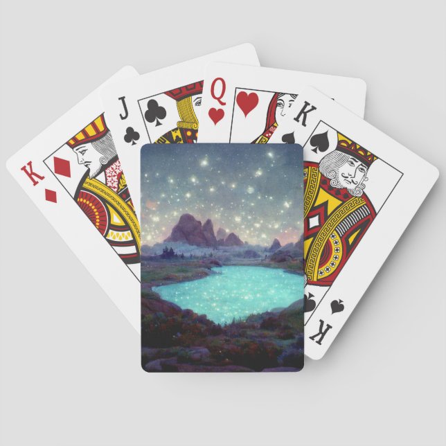 Night Sky Stars Fantasy Landscape Playing Cards (Back)
