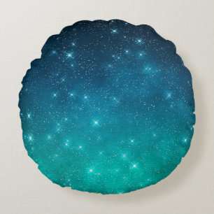 Night Sky Stars Lovers Astrology Universe Blue Round Pillow