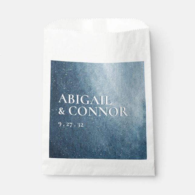 Night Sky Stars Navy Blue White Favour Box Bag (Front)