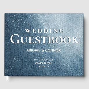 Night Sky Stars Navy Blue White Guest Book
