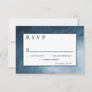 Night Sky Stars Navy Blue White RSVP Card