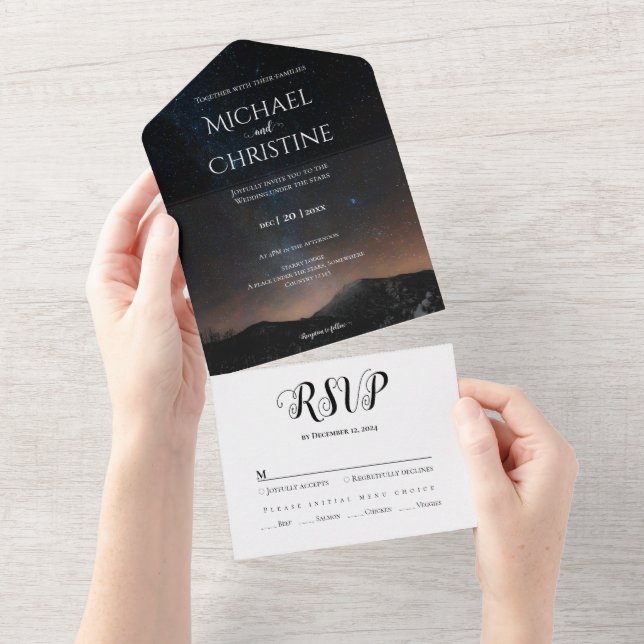 Night sky wedding under the stars all in one invitation (Tearaway)
