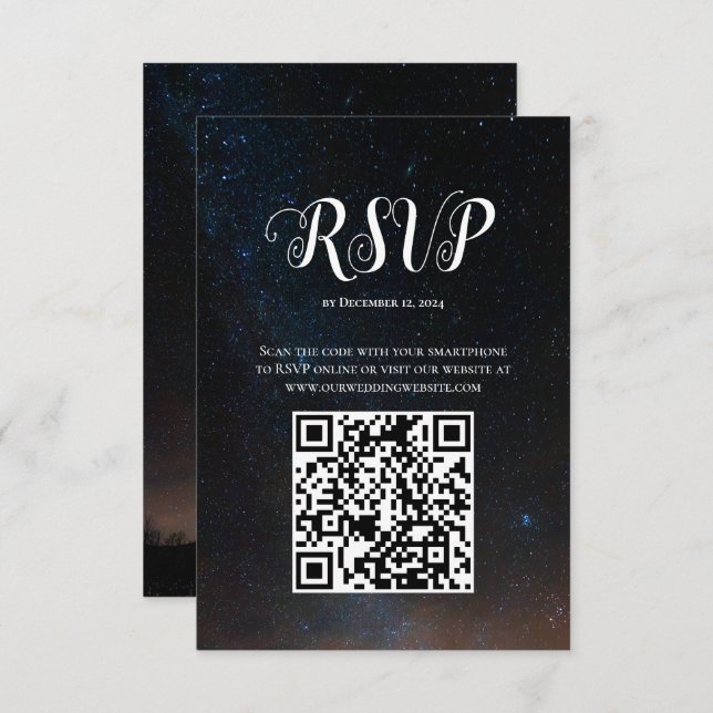 Night sky wedding under the stars RSVP card (Front/Back)