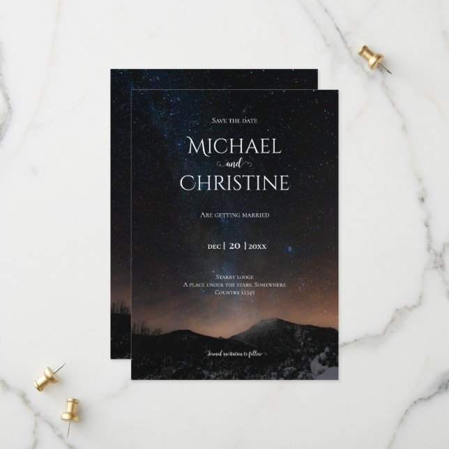 Night sky wedding under the stars save the date (Front/Back In Situ)