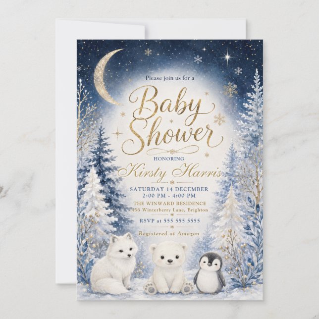 Night Sky Winter Baby Shower Invitation (Front)