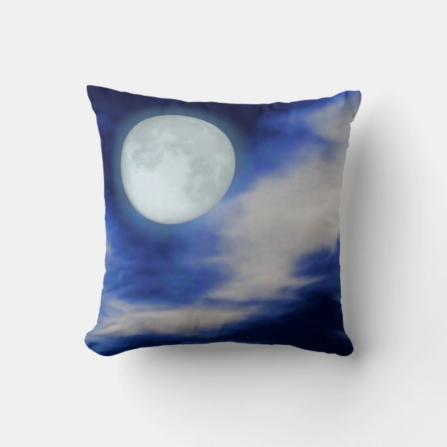 Night Sky with Moon and Clouds Throw Pillow (Front)