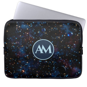 Night sky with stars and planets personalized laptop sleeve
