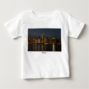 Night Skyline Chicago Pano Baby T-Shirt