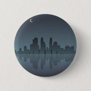 Night Skyline & Silhouettes 2 Inch Round Button