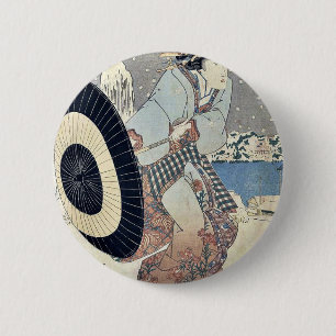 Night snow scene at bridge by Utagawa,Toyokuni 2 Inch Round Button