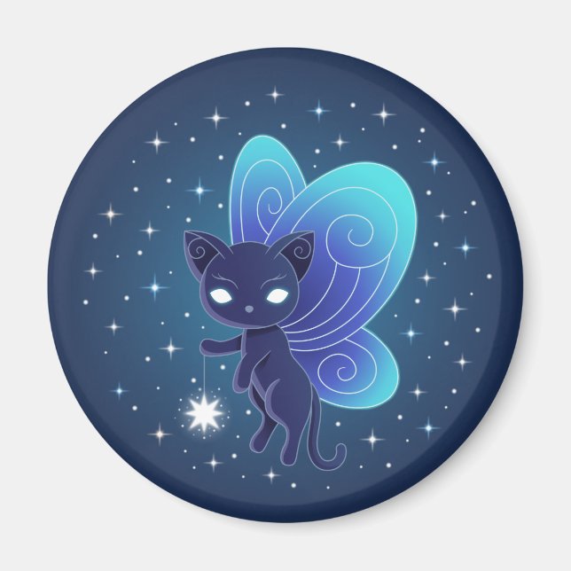 Night Star Fairy Pixie Cat Magnet (Front)