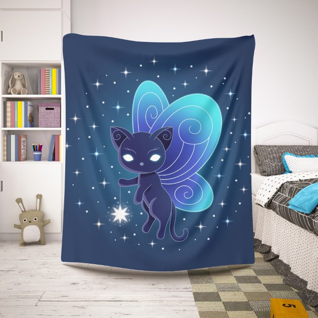 Night Star Fairy Pixie Cat Sherpa Blanket (Creator Uploaded)