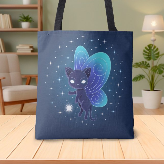 Night Star Fairy Pixie Cat Tote Bag (Creator Uploaded)