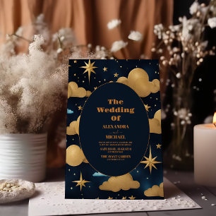 Night Star Sky Celestial Galaxy Wedding Invitation