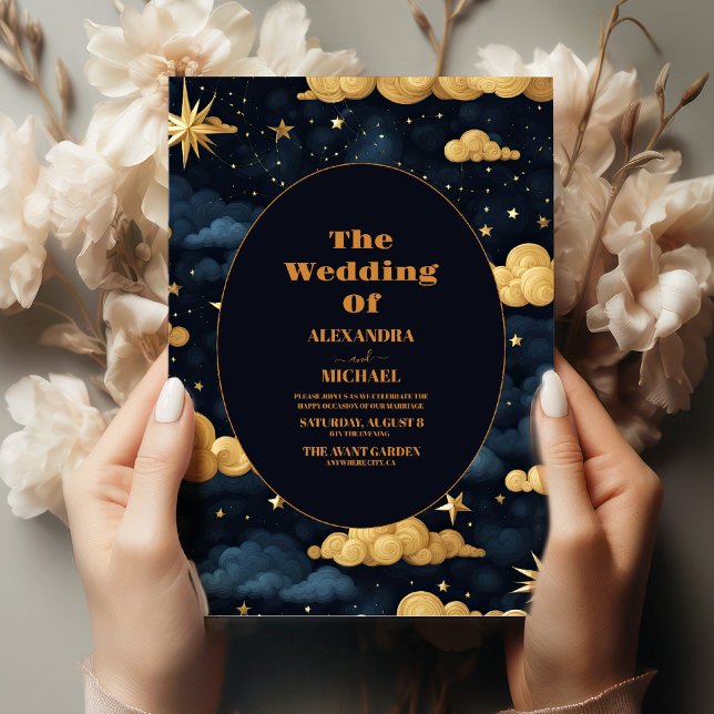 Night Star Sky Celestial Galaxy Wedding Invitation (Creator Uploaded)