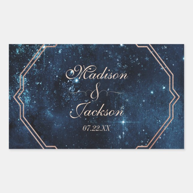 Night Star Sky Celestial Galaxy Wedding Monogram Sticker (Front)