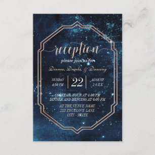 Night Star Sky Celestial Galaxy Wedding Reception Invitation