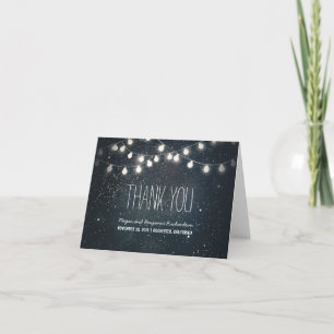 Night Stars and String Lights Wedding Thank You Card