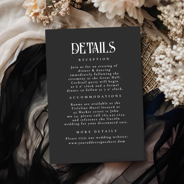 Night Stars Black Wedding Details Enclosure Card (Details Celestial Black Card)
