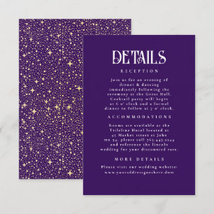 Night Stars Dark Purple Wedding Details Enclosure Card
