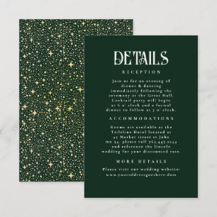 Night Stars Emerald Green Wedding Details Enclosure Card