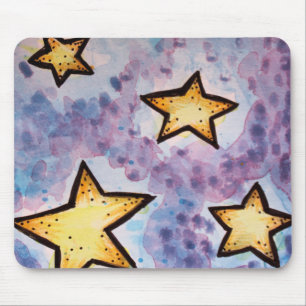 Night stars in watercolor mouse pad