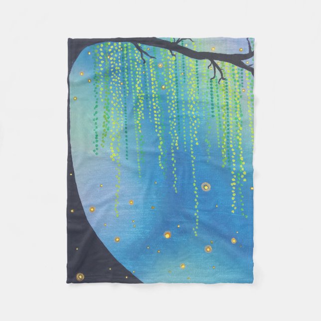 Night Stars & Lightning Bugs Fleece Blanket (Front)