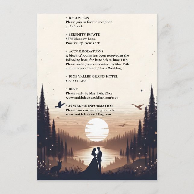 Night Sunset Stars Moon Cloud Twilight Wedding Enclosure Card (Front)