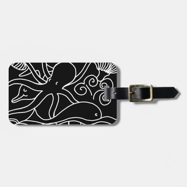 Night Swimming Personalized Luggage Tag (Front Horizontal)