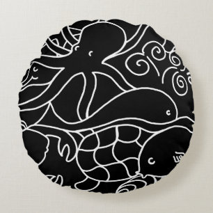 Night Swimming Round Pillow