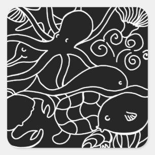 Night Swimming Square Sticker